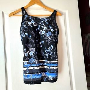 Free Country Medium Black Blue Swim/workout Top
